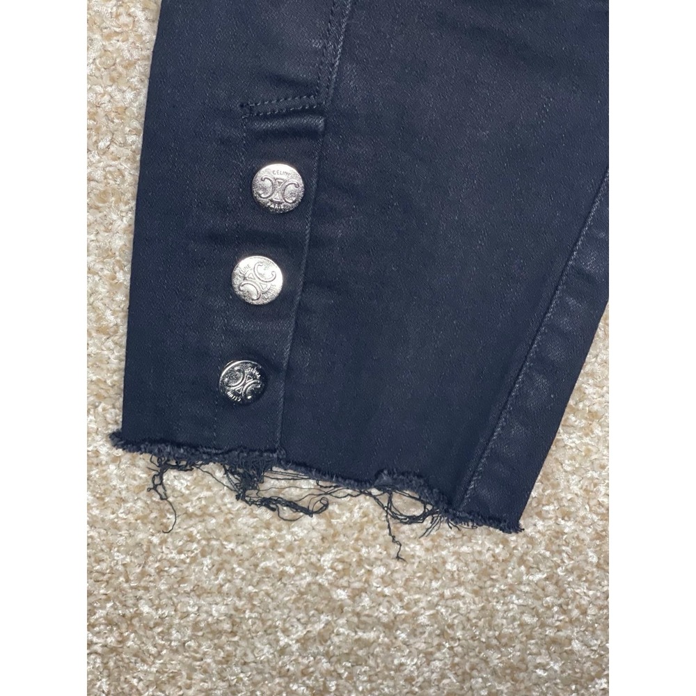 Céline Jeans Black Straight Jean Size S Botón - Picture 9 of 10